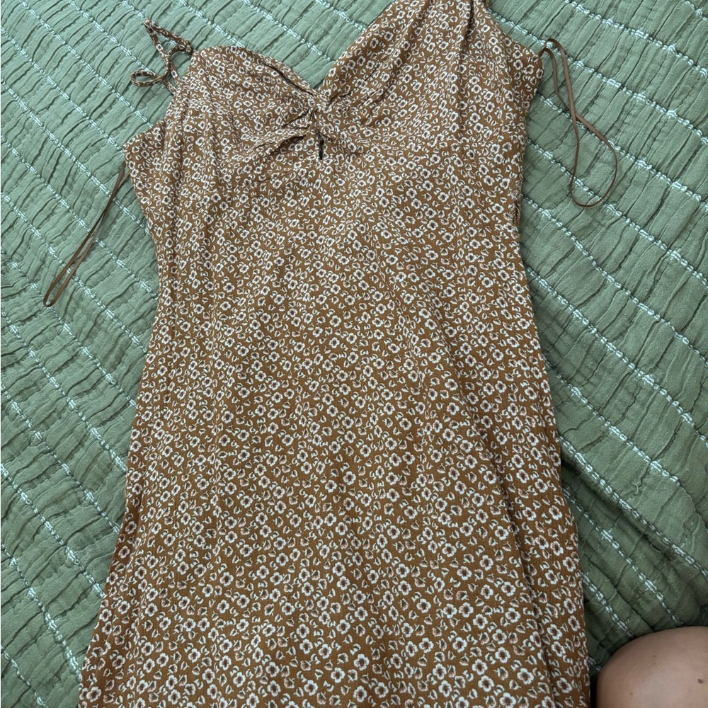 Altar'd State Brown and White Midi Dress